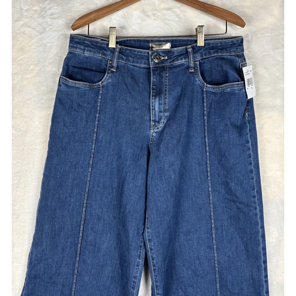 KUT Margo Womens 12 Cuffed Pintuck Wide Leg Jeans High Rise Patchwork 70's Style - Picture 3 of 16